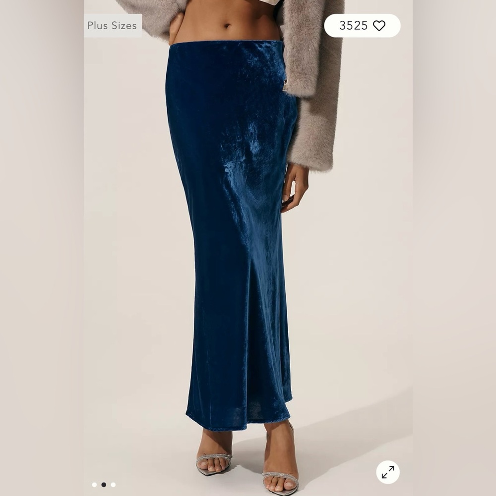 Anthropologie The Tilda Maxi Slip Skirt: Velvet Edition in Sapphire Size S. NWT